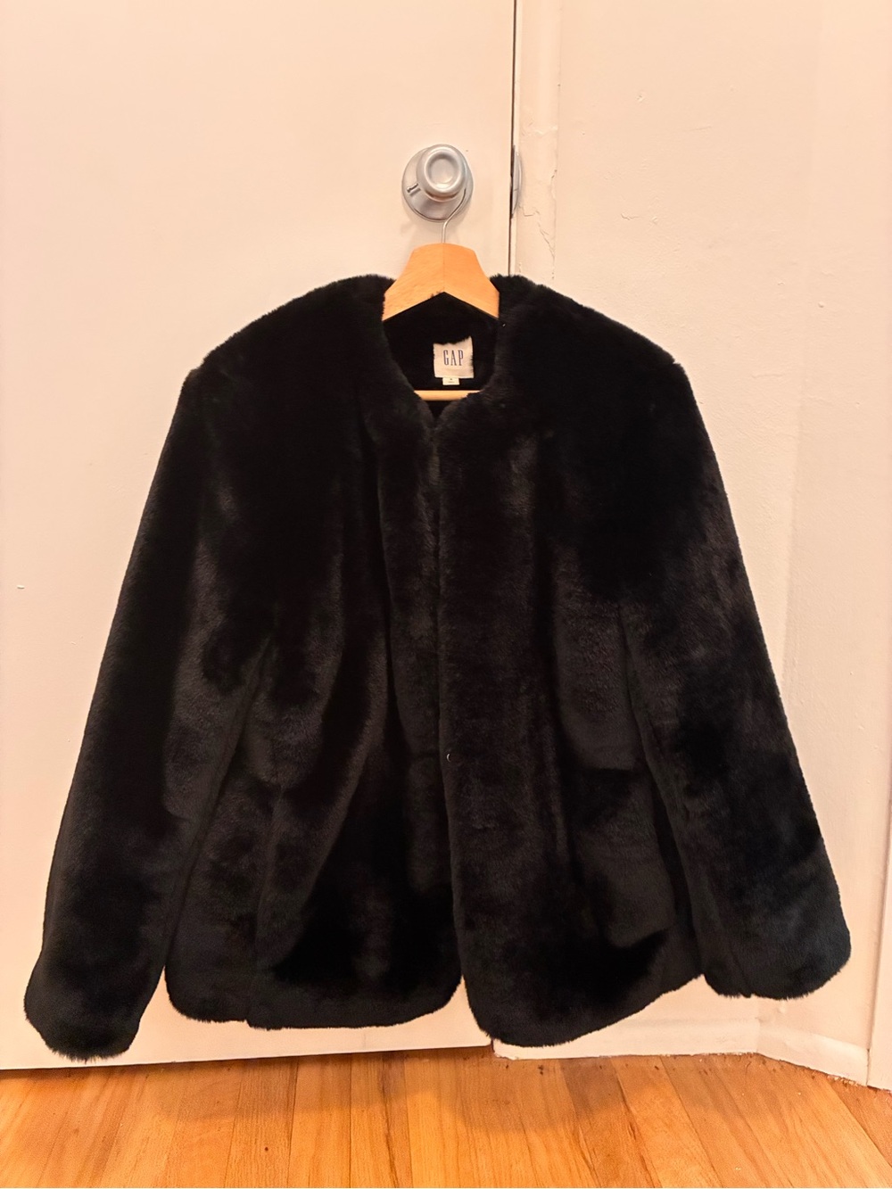 GAP Black Faux Fur Jacket